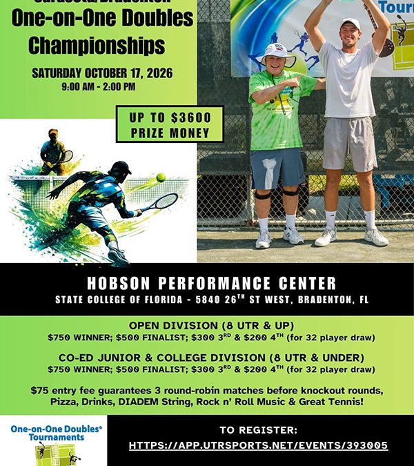 ONE-ON-ONE DOUBLES IS RETURNING TO SARASOTA/BRADENTON