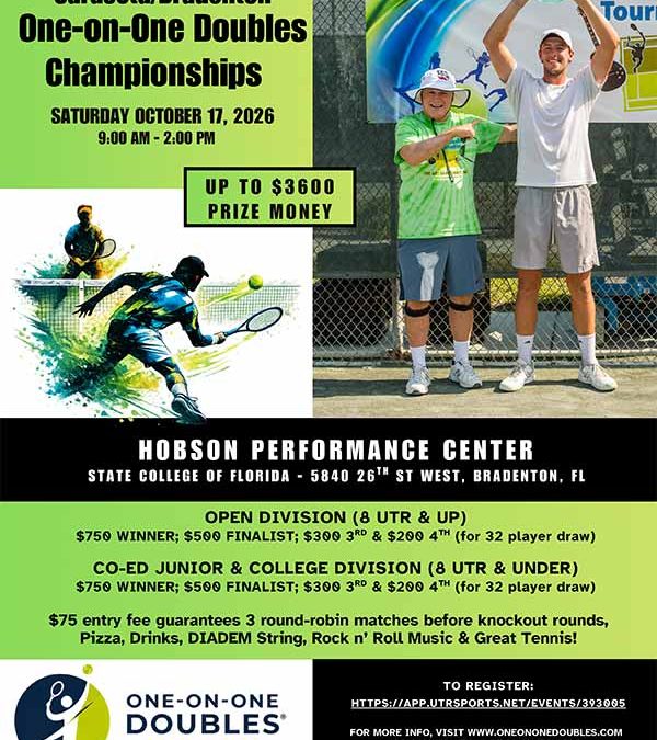 ONE-ON-ONE DOUBLES IS RETURNING TO SARASOTA/BRADENTON